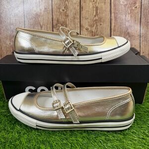 Converse CTAS Dainty Mary Jane Shoes Womens size 7.5 Gold Metallic New